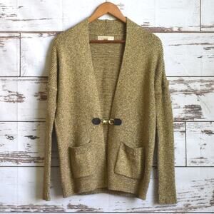 MICHAEL KORS  Women's Metallic Gold Clasp Cardigan Size S